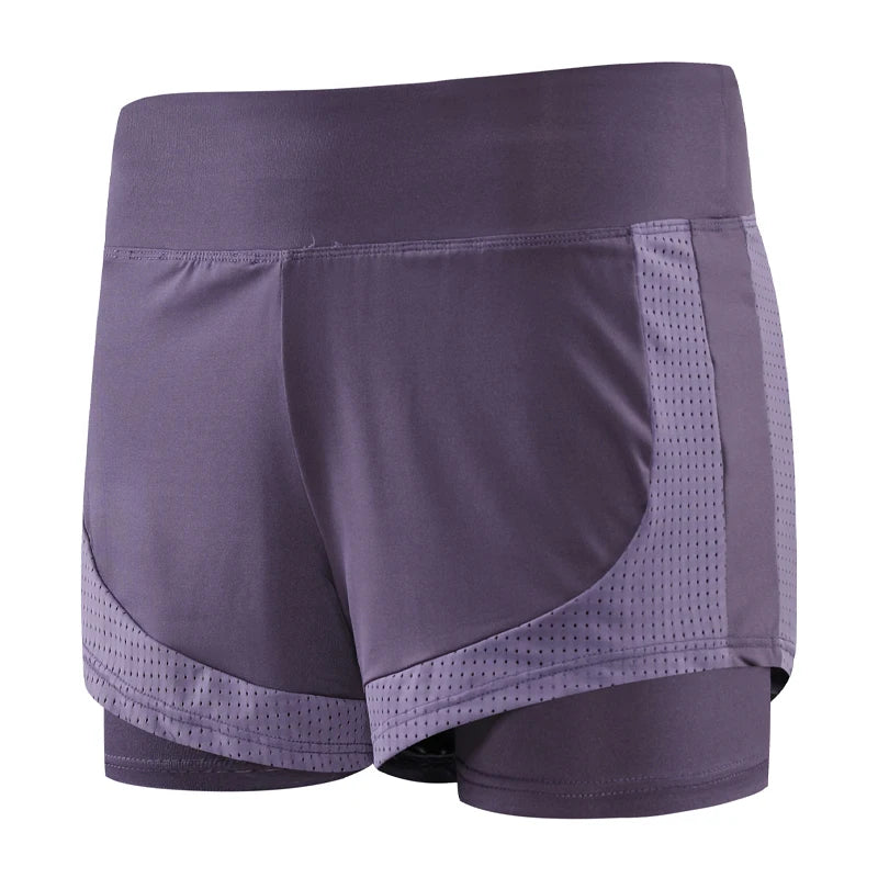 2 In 1 Shorts Women Sports Tennis Training Anti Exposure Bottoms Running Polyester Breathable Mesh Yoga Fitnes Jogging Shorts